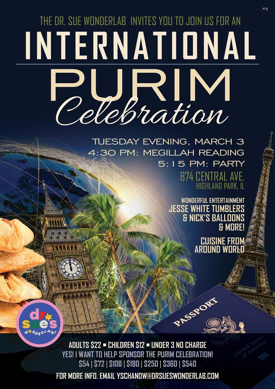 Dr. Sue’s Wonderlab invites you to Purim Celebration
