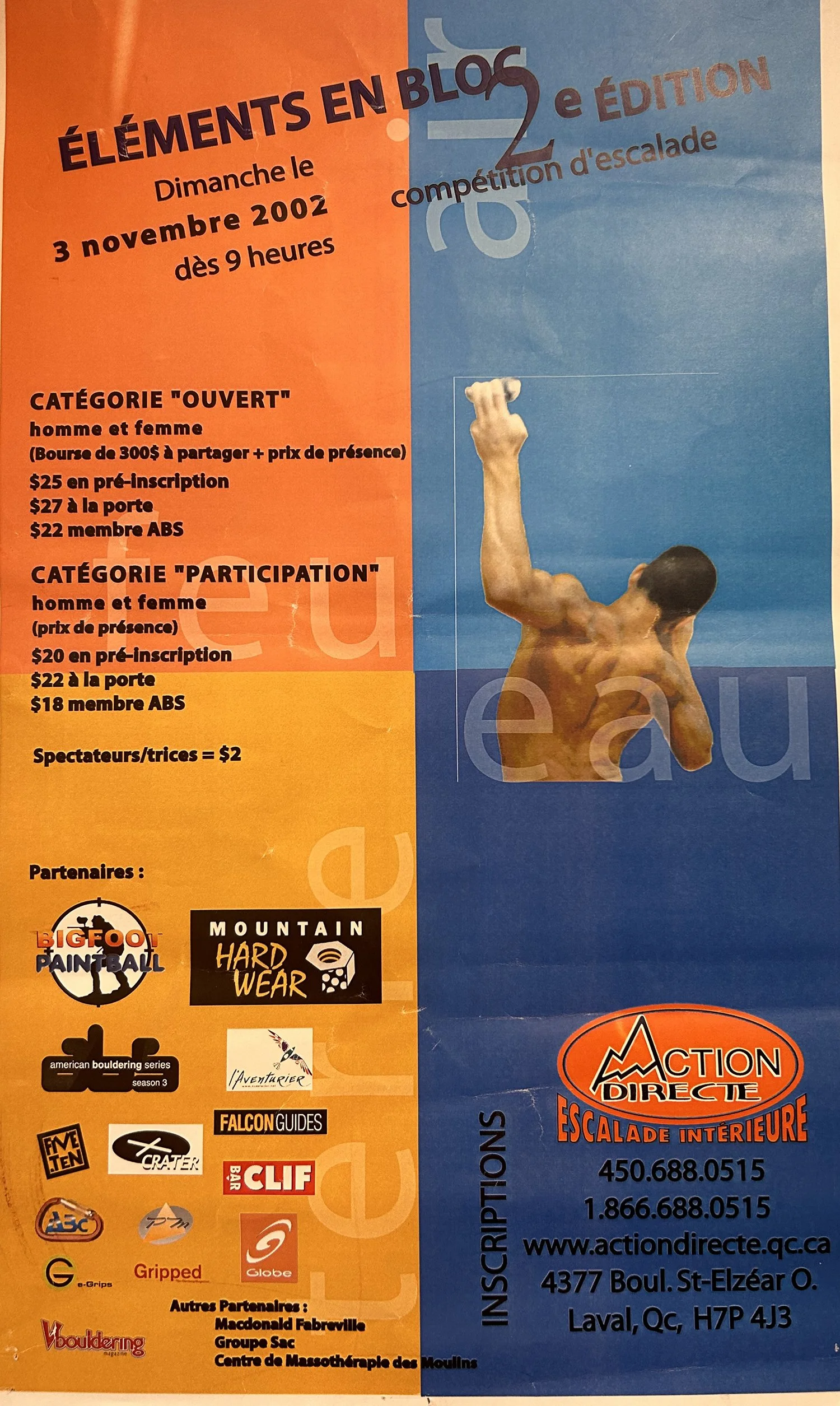 Compétiton d'escalade à Action Directe en 2002