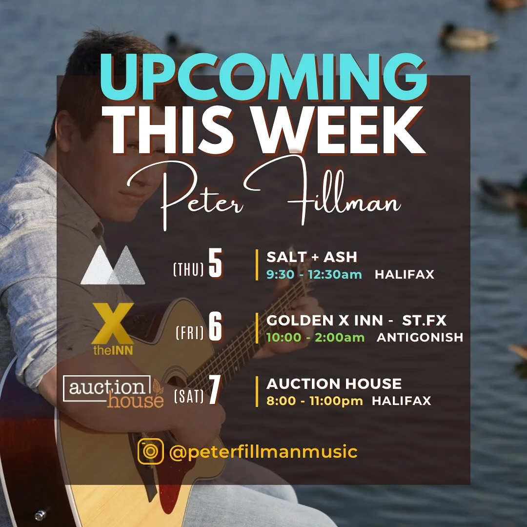 BIG week this week!

Thursday I&rsquo;ll be playing @saltash.hfx 

Friday I am lucky enough to be playing at @thegoldenxinn for @theuofficial for X-fest at St.Fx

Saturday I&rsquo;ll be playing some tunes @auctionhousehfx

Super excited for the shows