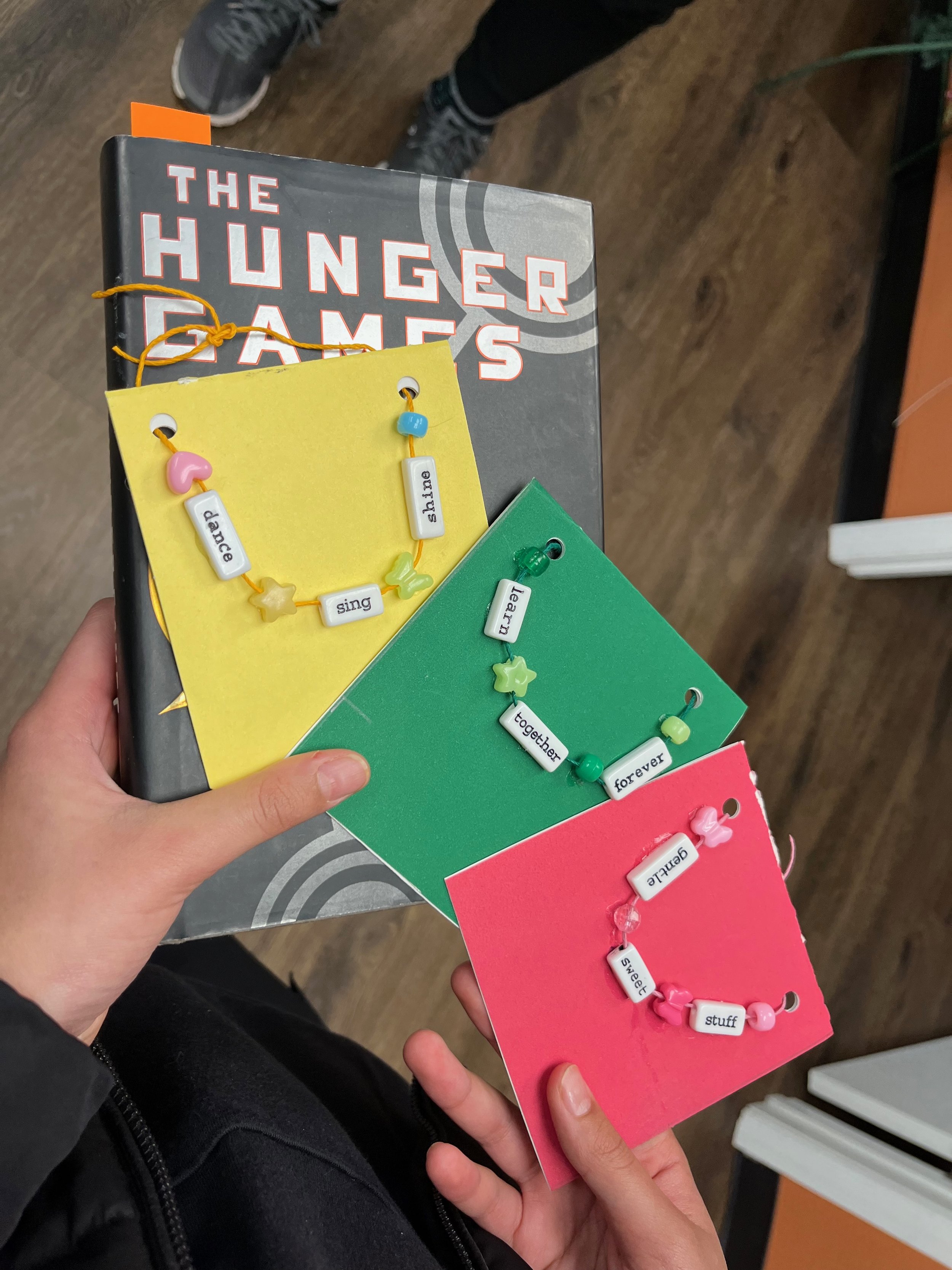 A book from The Little Free Library and bead poems!