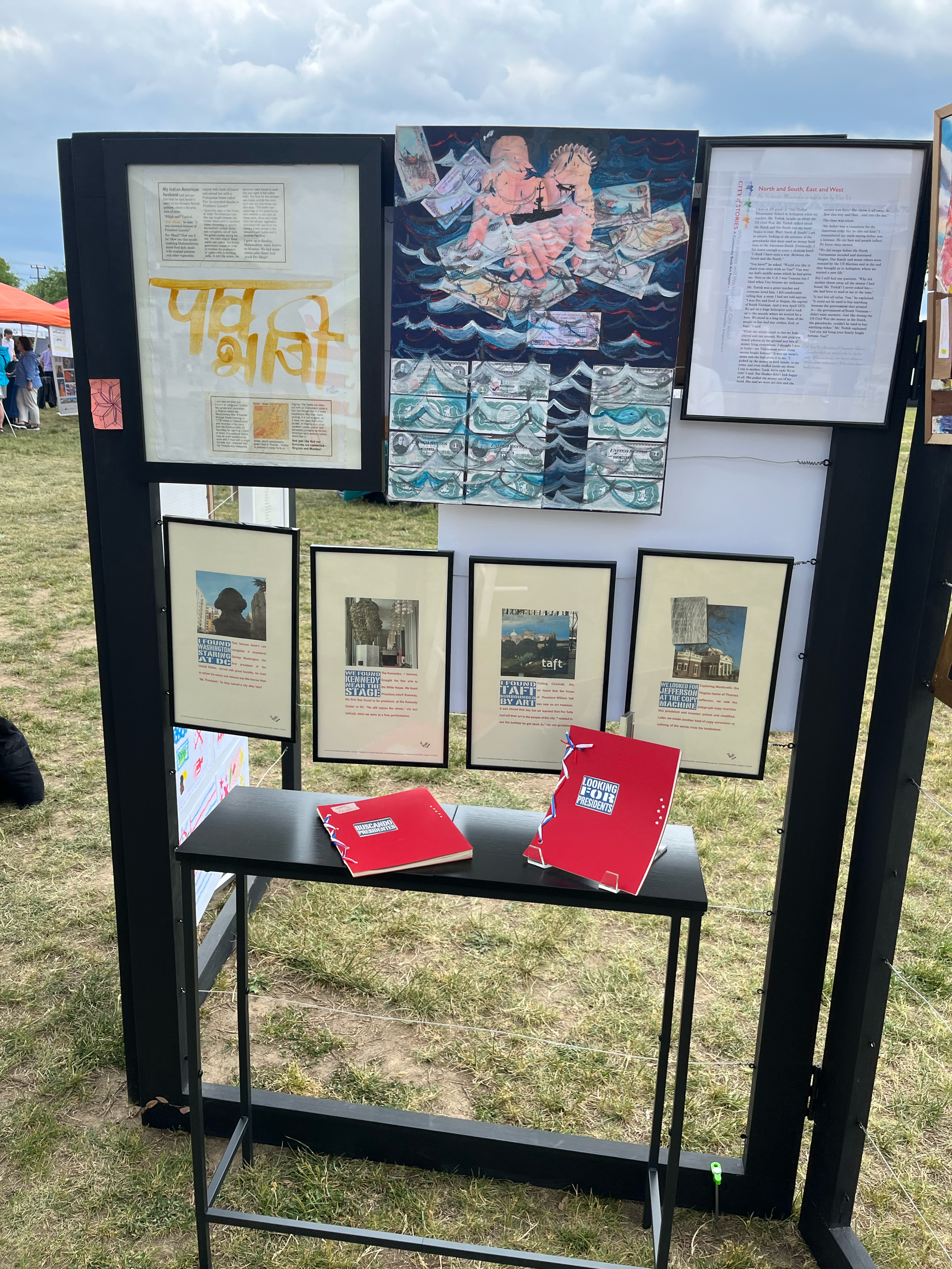 Last in the series is Paav Bhaji. Then my 2012 book "Looking for Presidents" now also in Spanish. Center is an artwork from my 2018 grant project "City Of Stories" - North & South, East & West, a story shared by Van Vo.