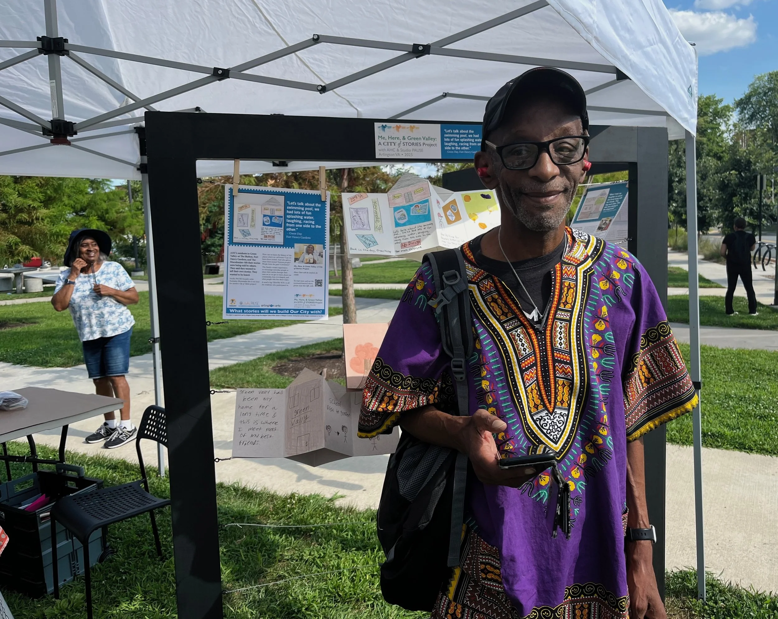 Participant Gwen Day visits with loved ones