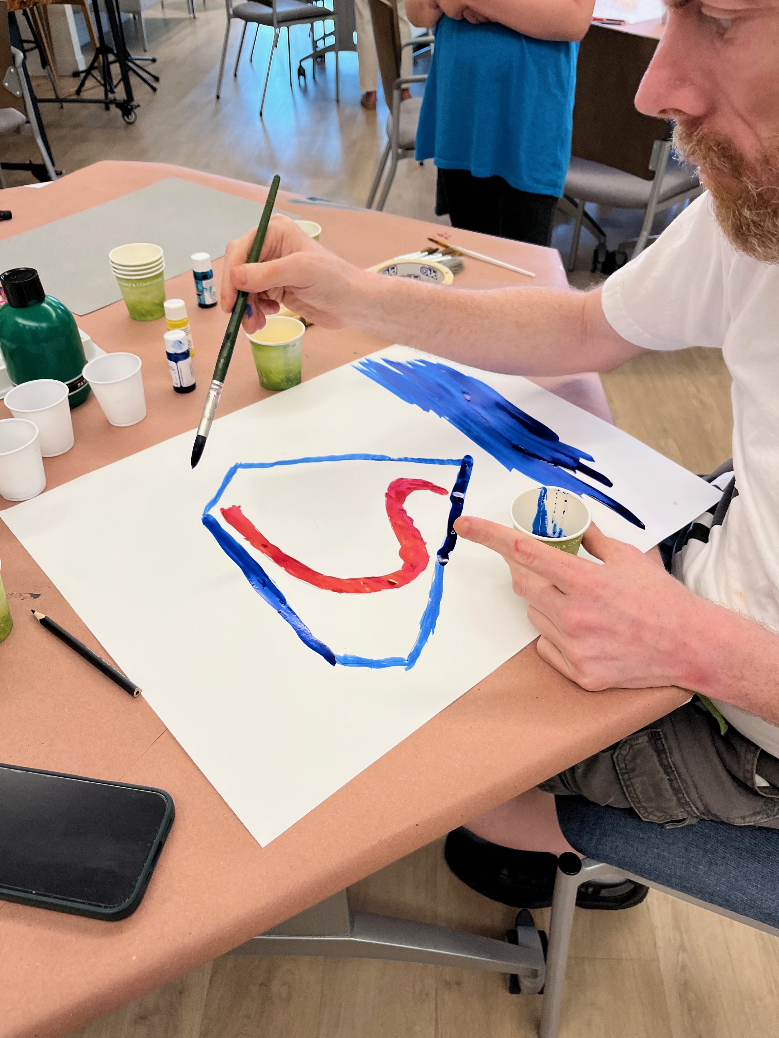 Others were spontaneous. We had a station for people to work with black and colored inks.