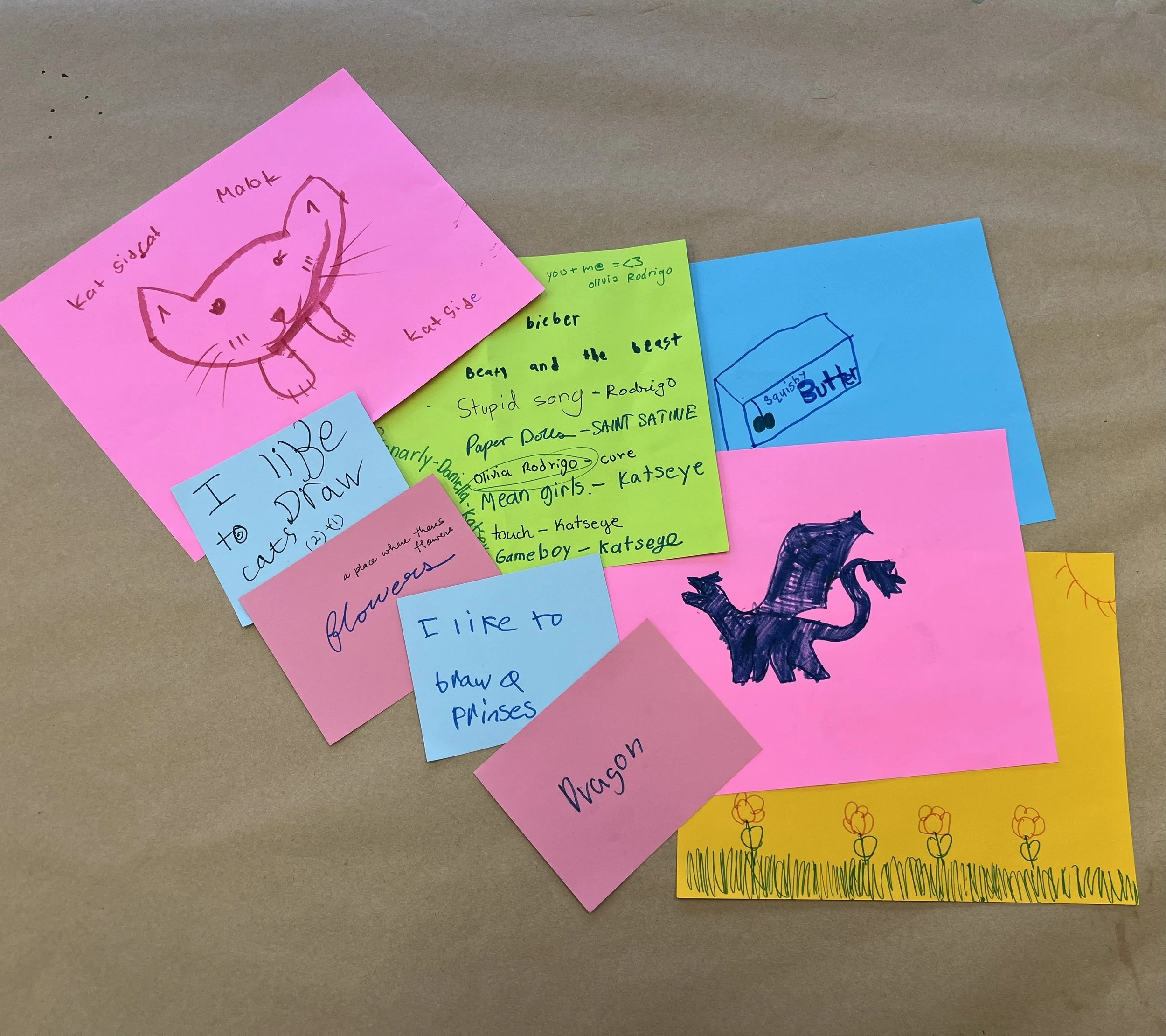 At the National Night Out event at Barcroft, children shared what they liked to draw and what their favorite songs were.