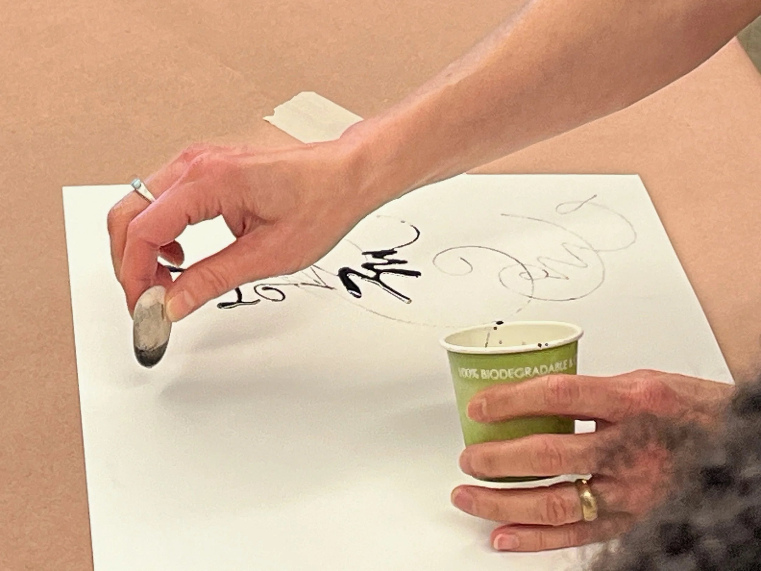 LouLou's mark making (with ink in the cup)