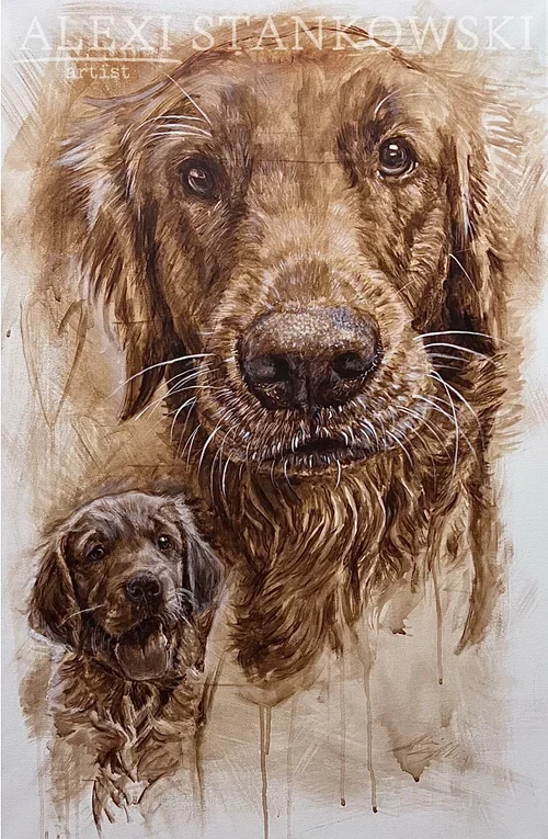 painting of two dogs