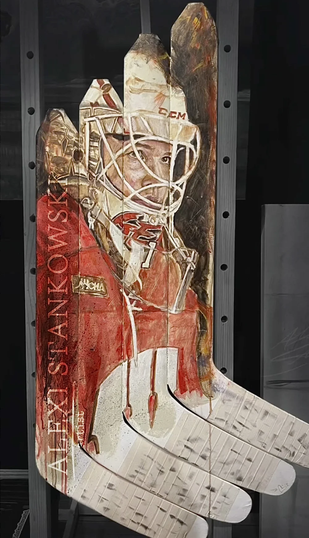 Artwork on hockey sticks