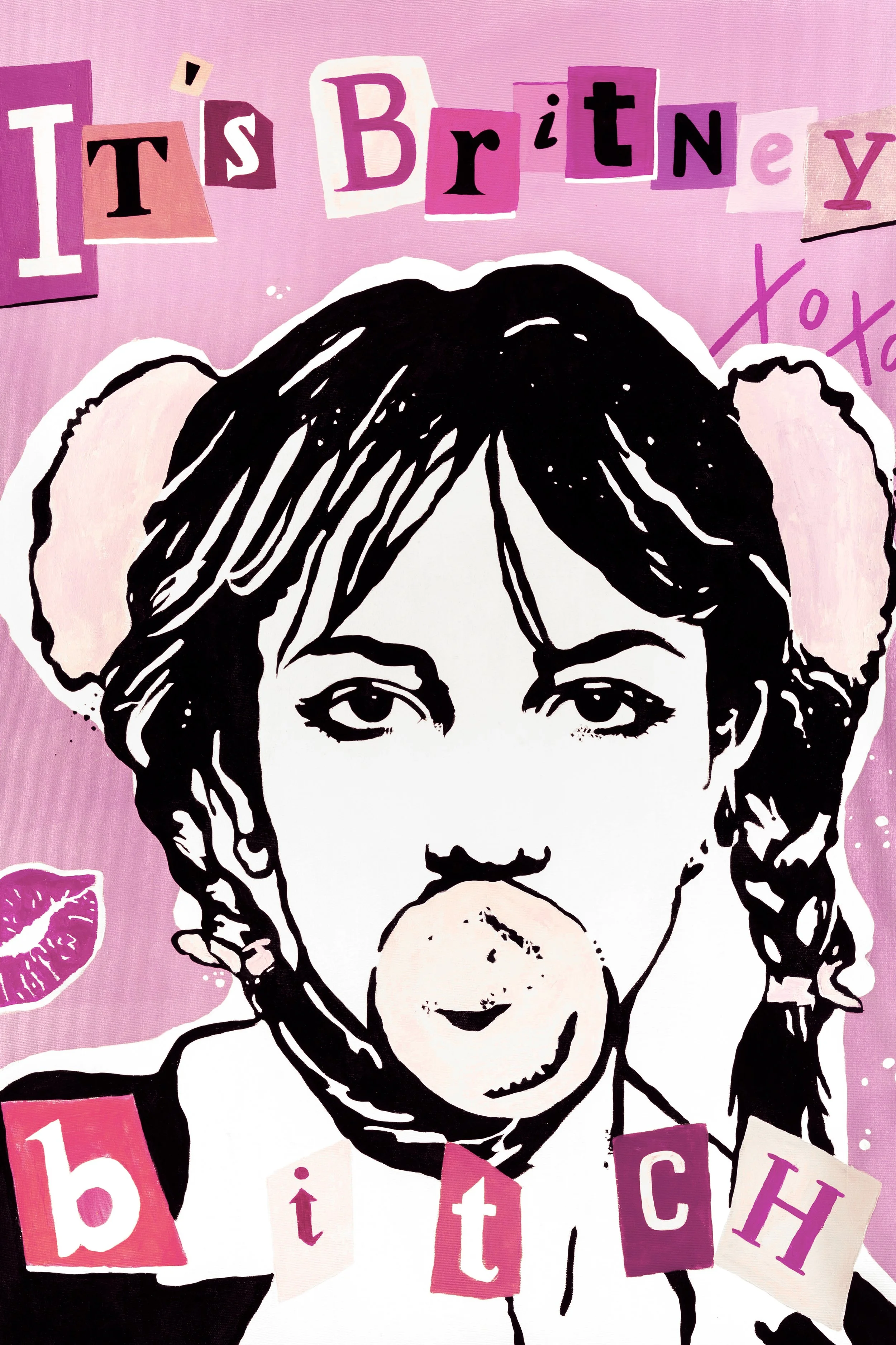 "BRITNEY", 2024 (collab w Tarnawska). Acrylic, spray on canvas- 70 x 100 cm. No.