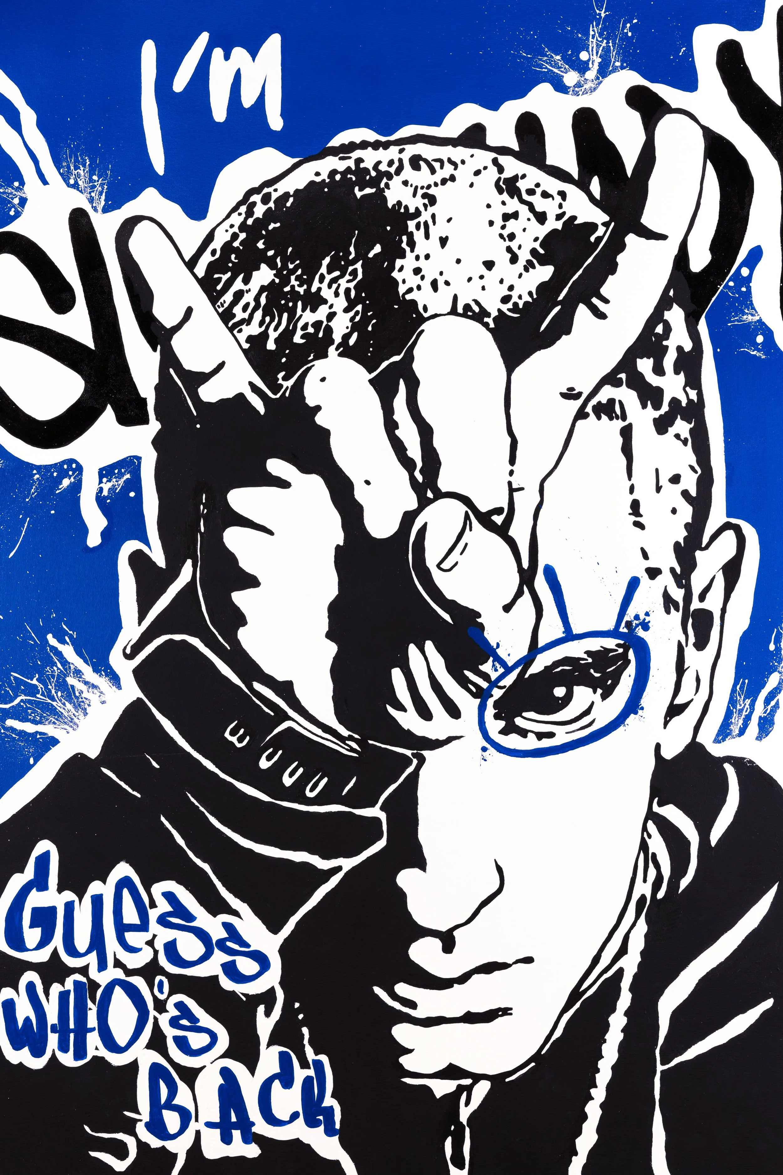"EMINEM", 2024 (collab w Tarnawska). Acrylic, spray on canvas- 70 x 100 cm. No.