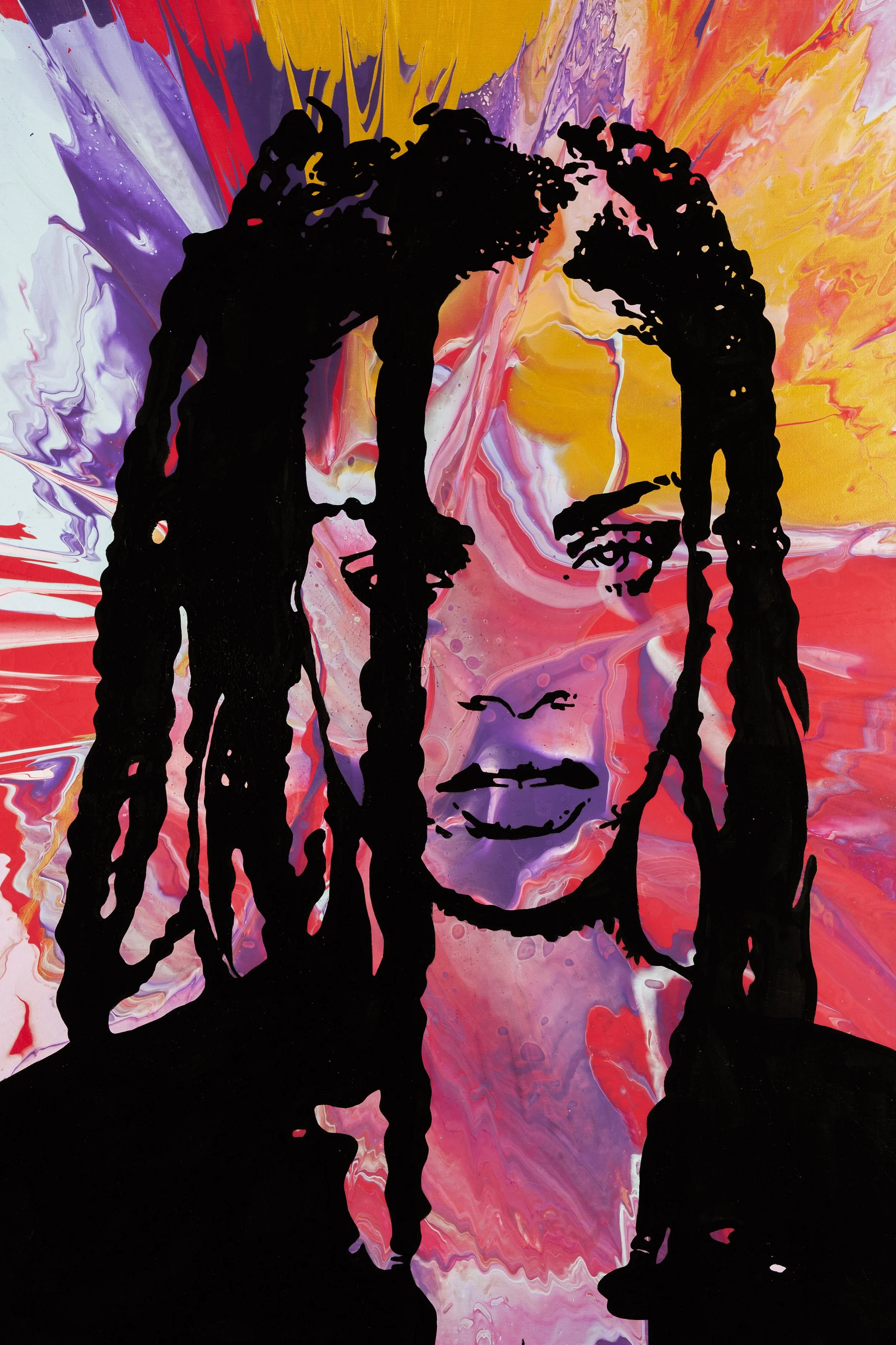 "RIHANNA", 2024 (collab w Tarnawska). Acrylic, spray on canvas- 70 x 100 cm. No.