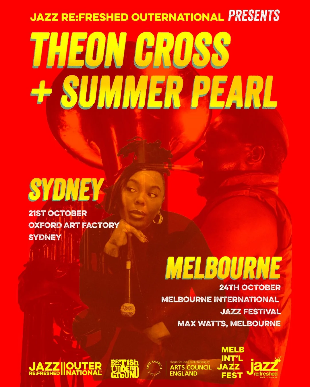 WE&rsquo;RE GOING BACK DOWN UNDER! 🦘🌏
Presenting an electrifying double bill featuring Theon Cross and Summer Pearl 

Opening the evening is UK singer-songwriter @iamsummerpearl, whose distinctive blend of jazz, soul, hip-hop, dub and reggae create