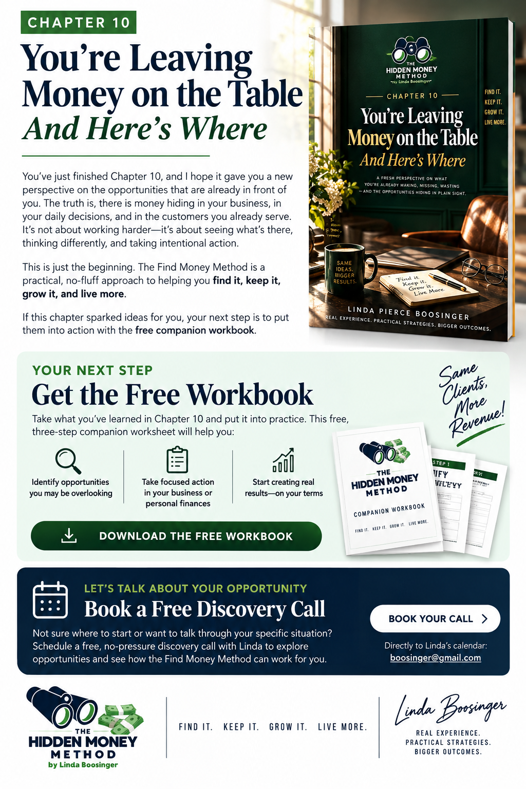 Chapter 10 by Linda Pierce Boosinger: You’re Leaving Money on the Table… And Here’s Where.