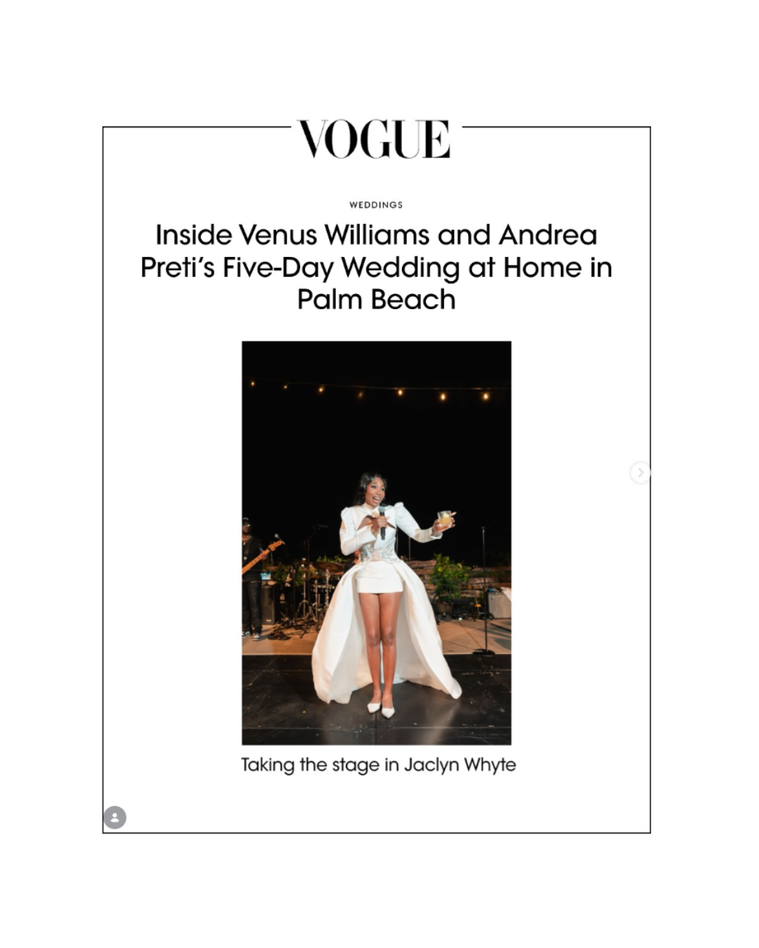 Inside Venus Williams and Andrea Preti’s Five-Day Wedding at Home in Palm Beach