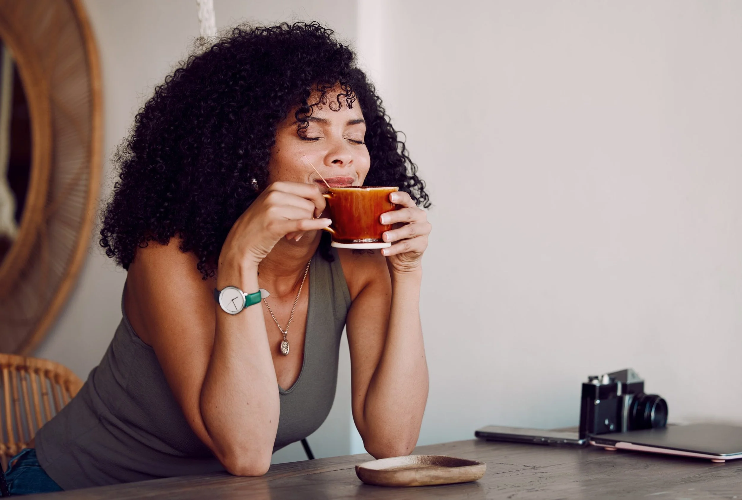 African American Woman drinking Tea