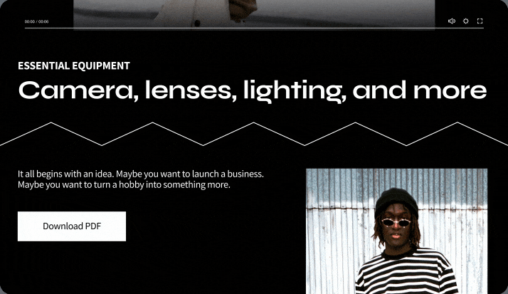 A modern website page with a black background and a thin, horizontal white line between text.