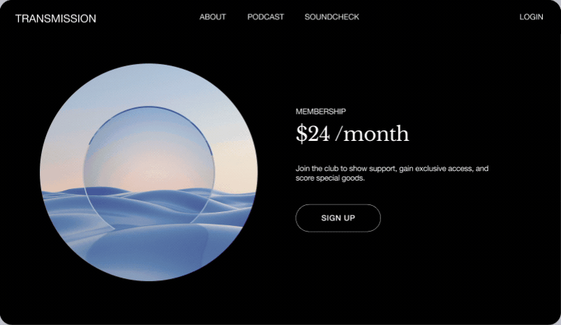 Testo e immagine circolare sulla pagina del sito web