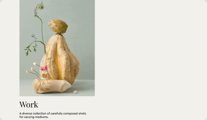 A contemporary website page layout with two photographs of objects side by side.