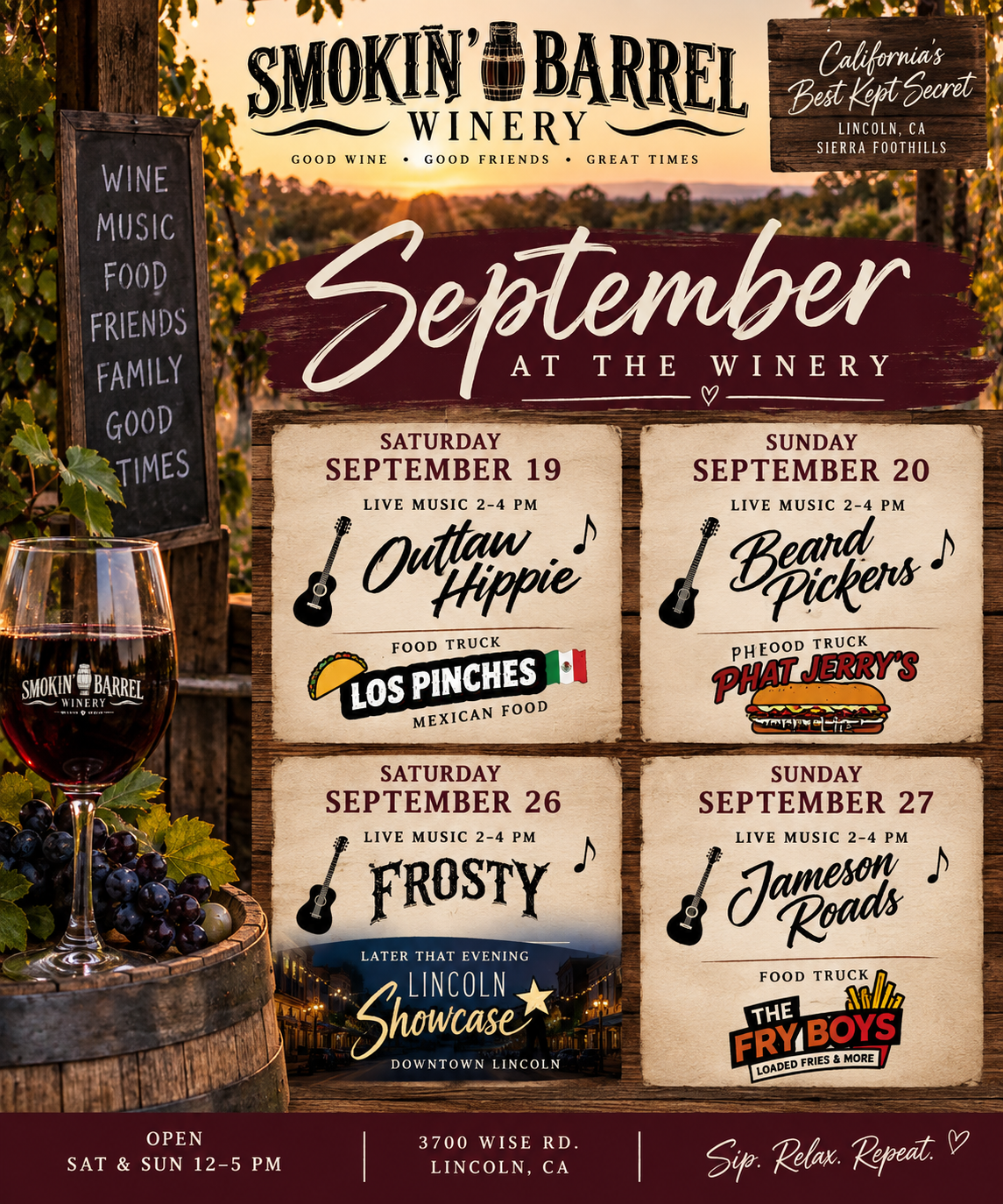 September Calendar for Music and Food