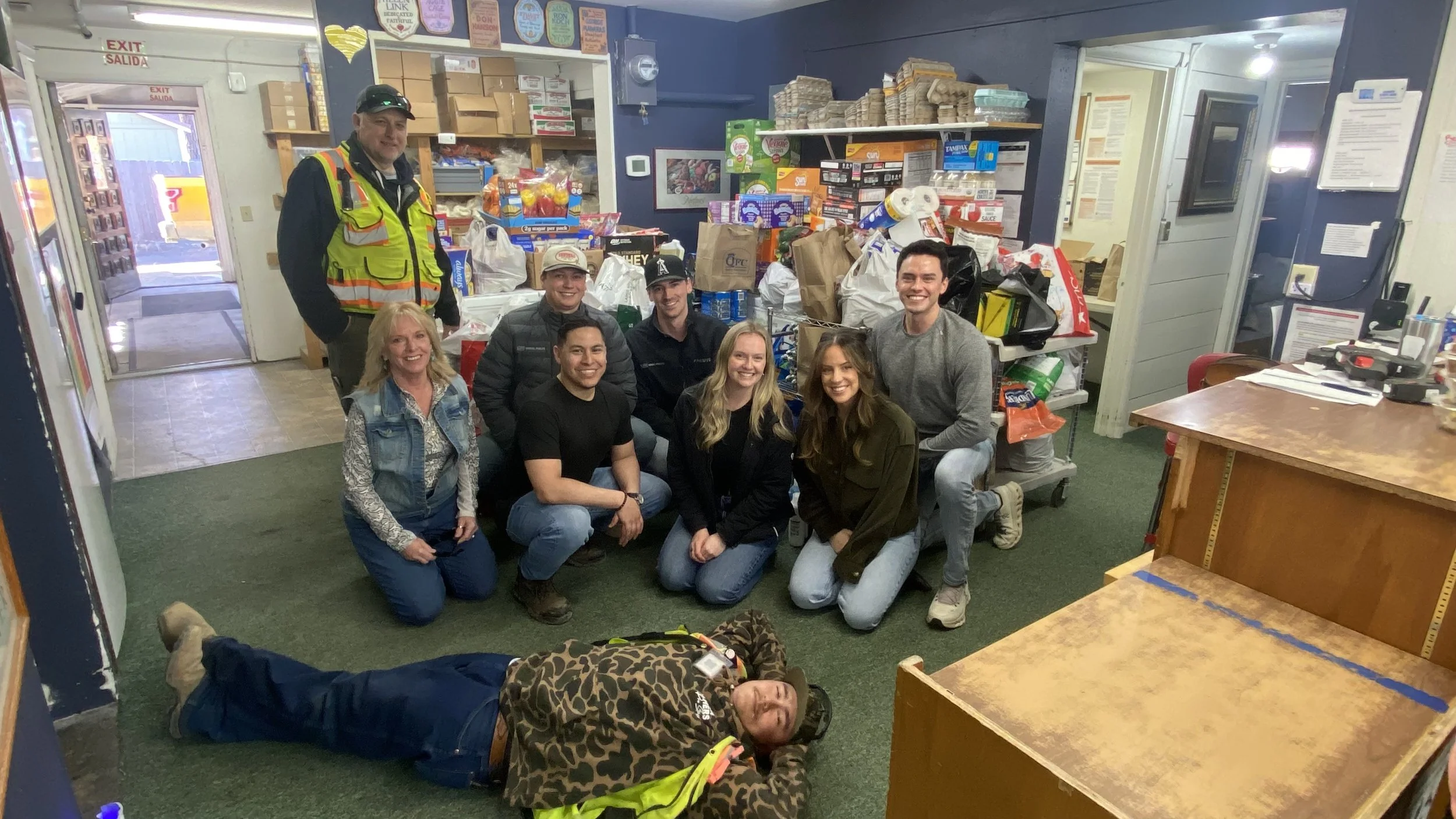Construction company employees donate 1,692 pounds of food, etc. for storm relief