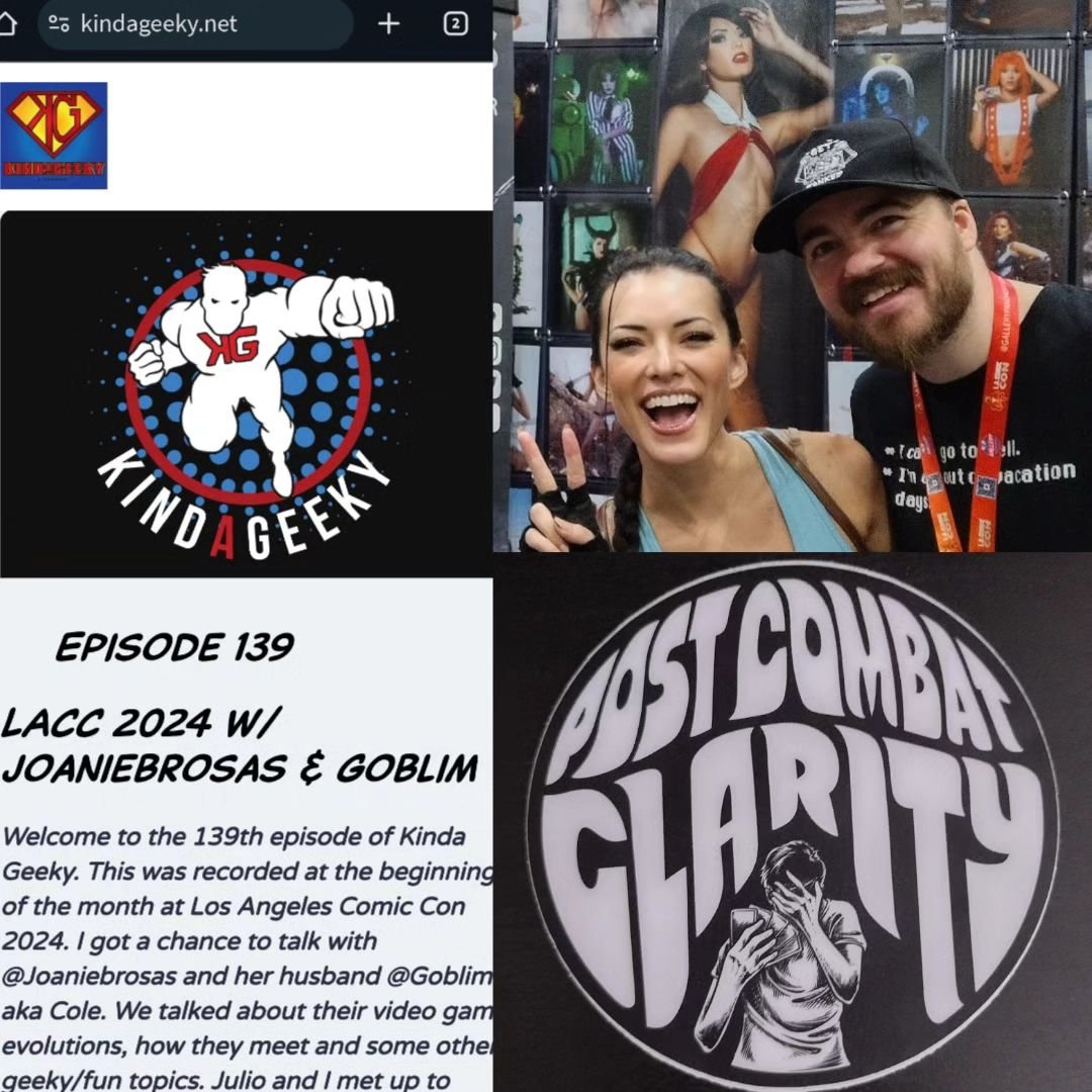 Made it to La Comic-Con 2024 this month and finally recorded a new podcast with some guests. Sat down with @joaniebrosas and @goblim_ to cover their video game evolution, how they met, and a few other Kinda Geeky topics. 

All in all it was a great t