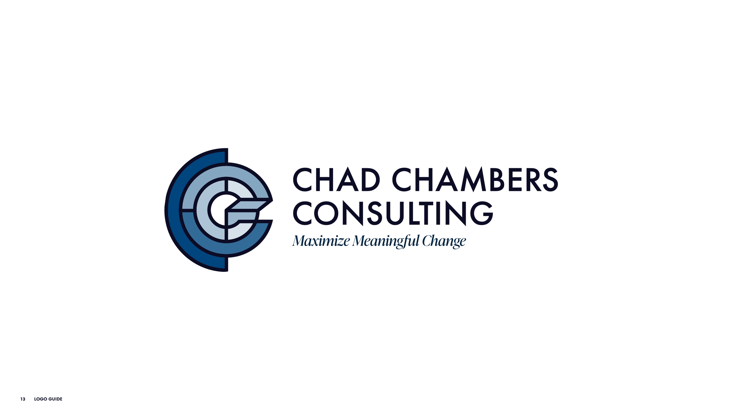 Full‑color primary logo lockup for Chad Chambers Consulting, featuring a modernist monogram icon in a clean layout on a white background.