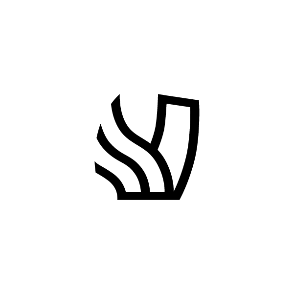 Minimalist abstract logo featuring a bird shape formed from slope lines and a snow‑ramp curve for a snowboarding brand.