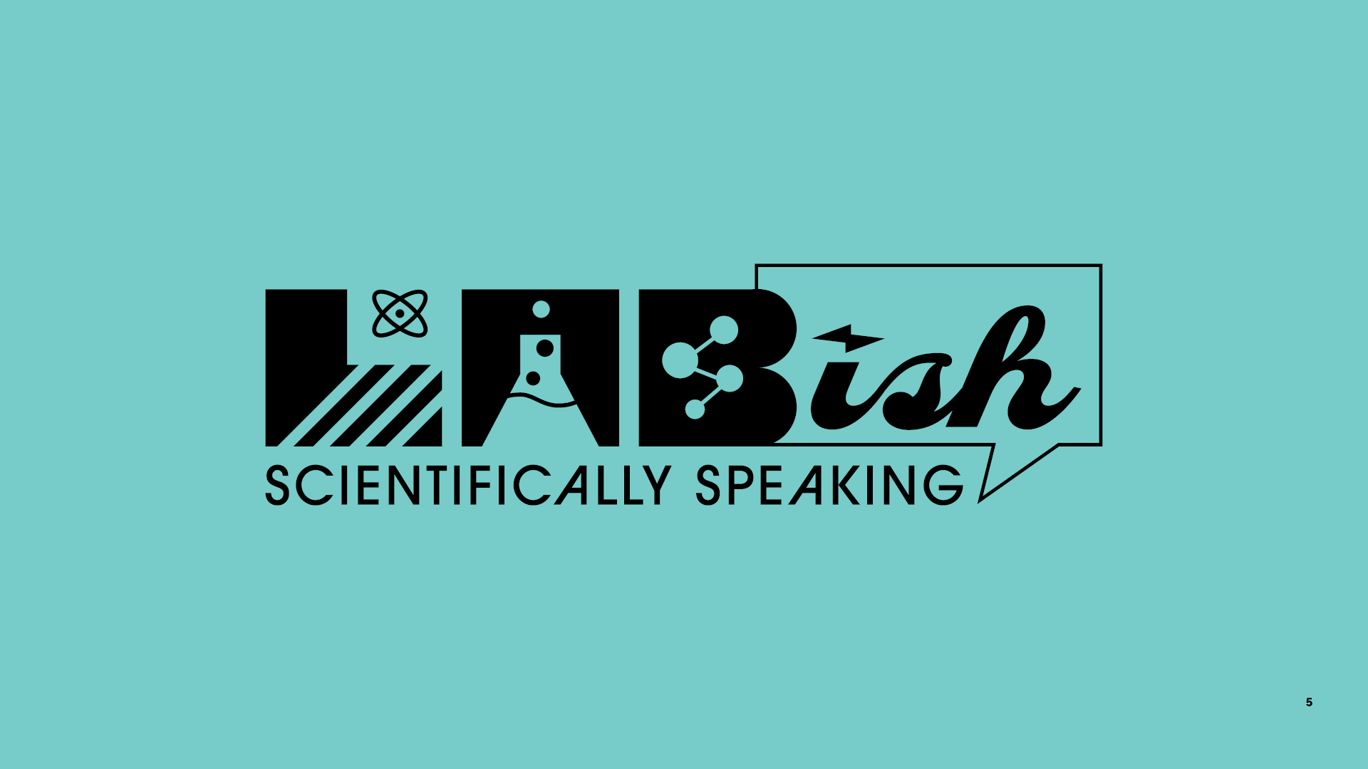 Lab-ish logo in black on a teal background.