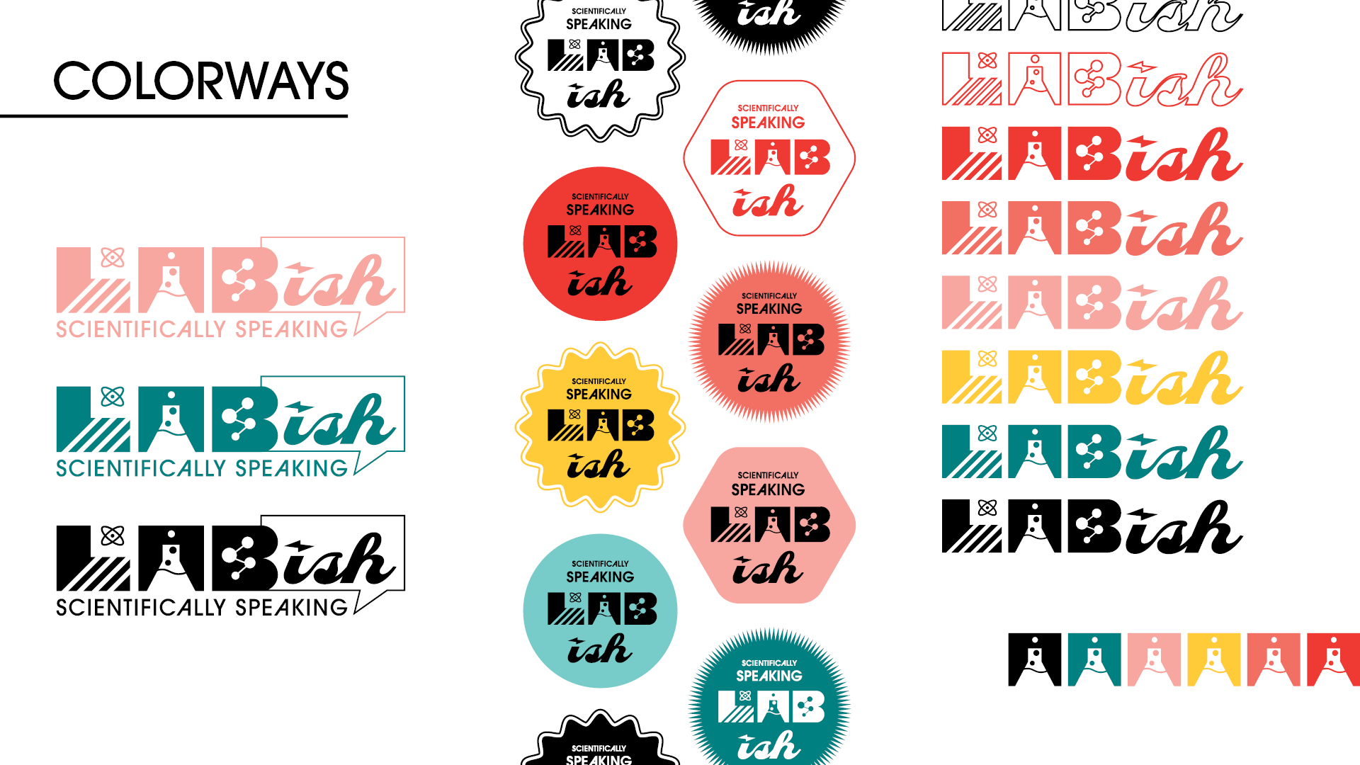 Lab‑ish colorways displayed in a repeat‑style layout using various logo variants on a white background.