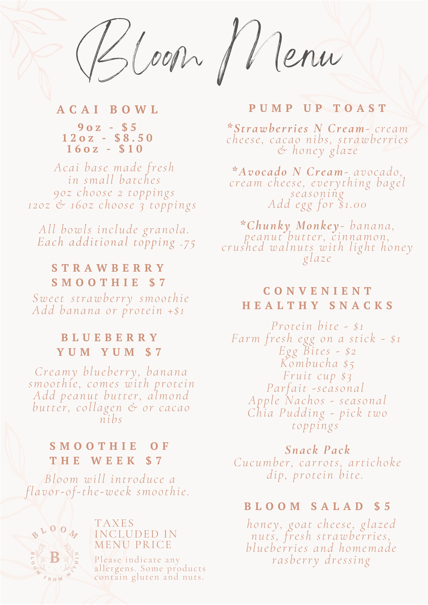 Menu 1 — Bloom