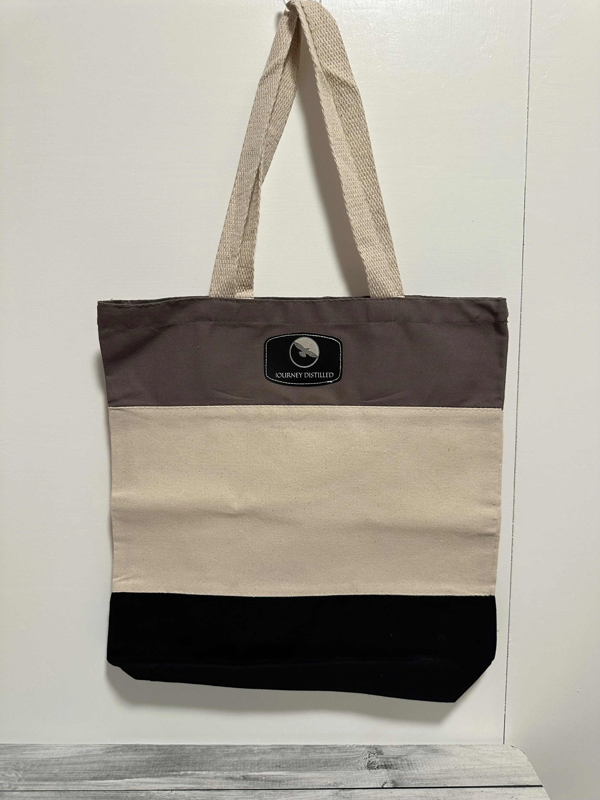 Tri-Color Tote Bag with Logo Patch