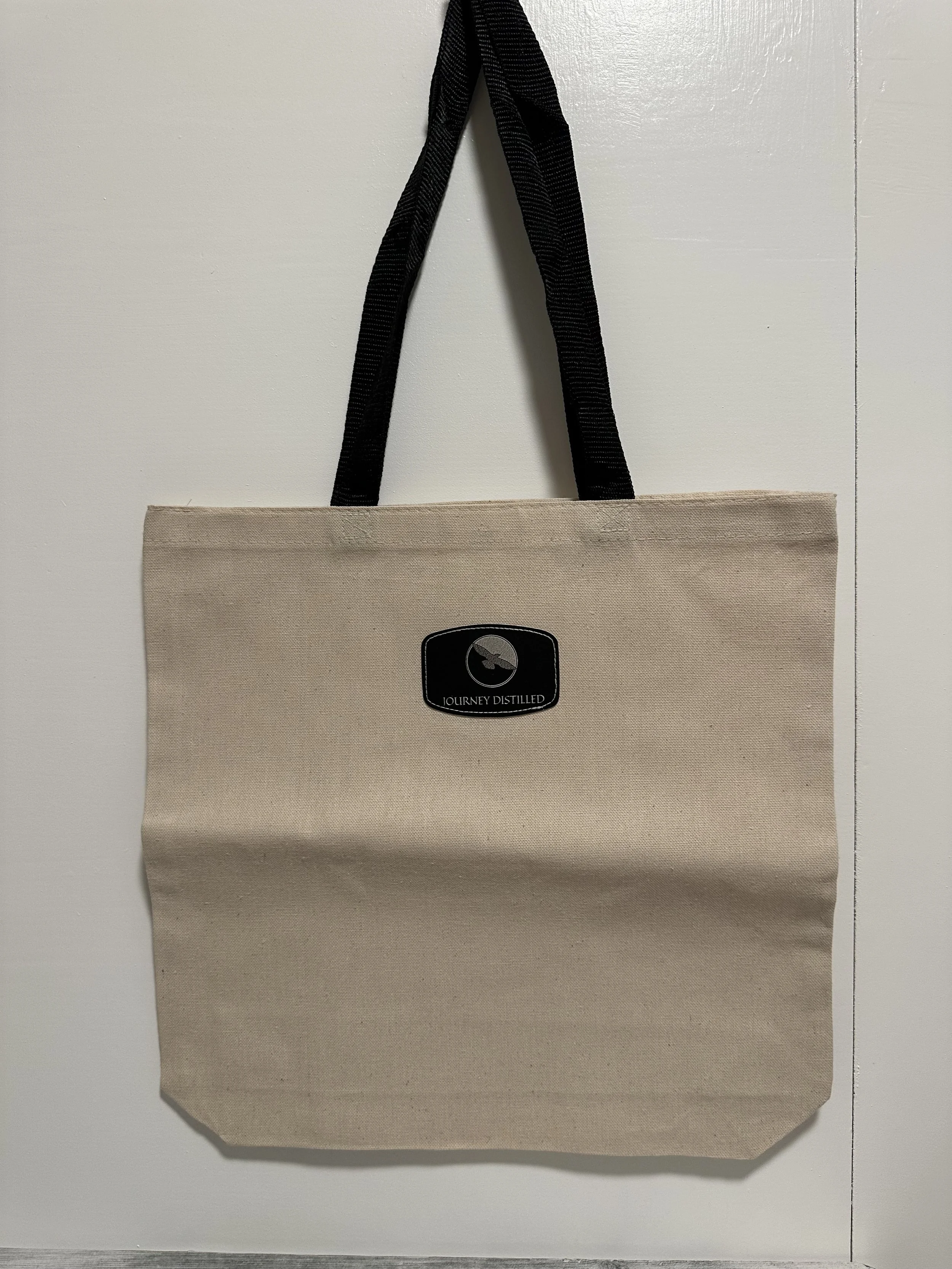 Tote Bag with Logo Patch Black Straps
