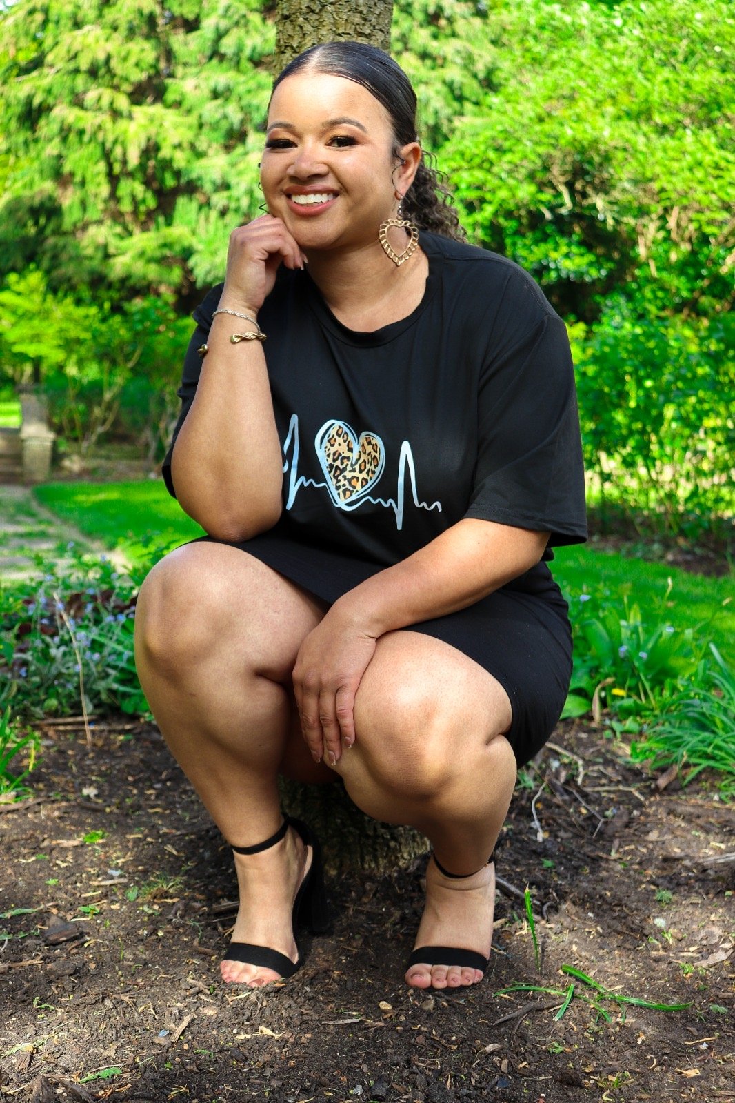 Leopard Print Heart CROP TEE