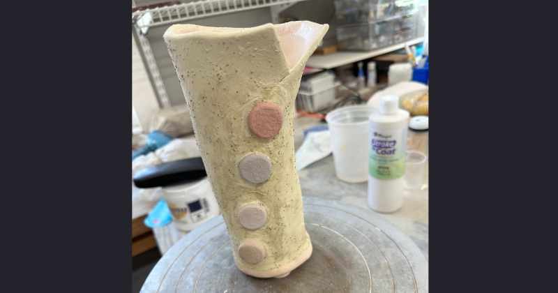 Rhythm of Dots before the Final Firing in the studios of MFCarter Pottery in Essex Junction Vermont