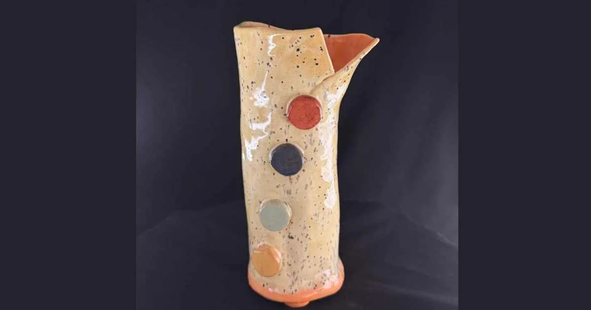 Rhythm of Dots after the Final Firing the colors are so much more intense. in the studios of MFCarter Pottery in Essex Junction Vermont