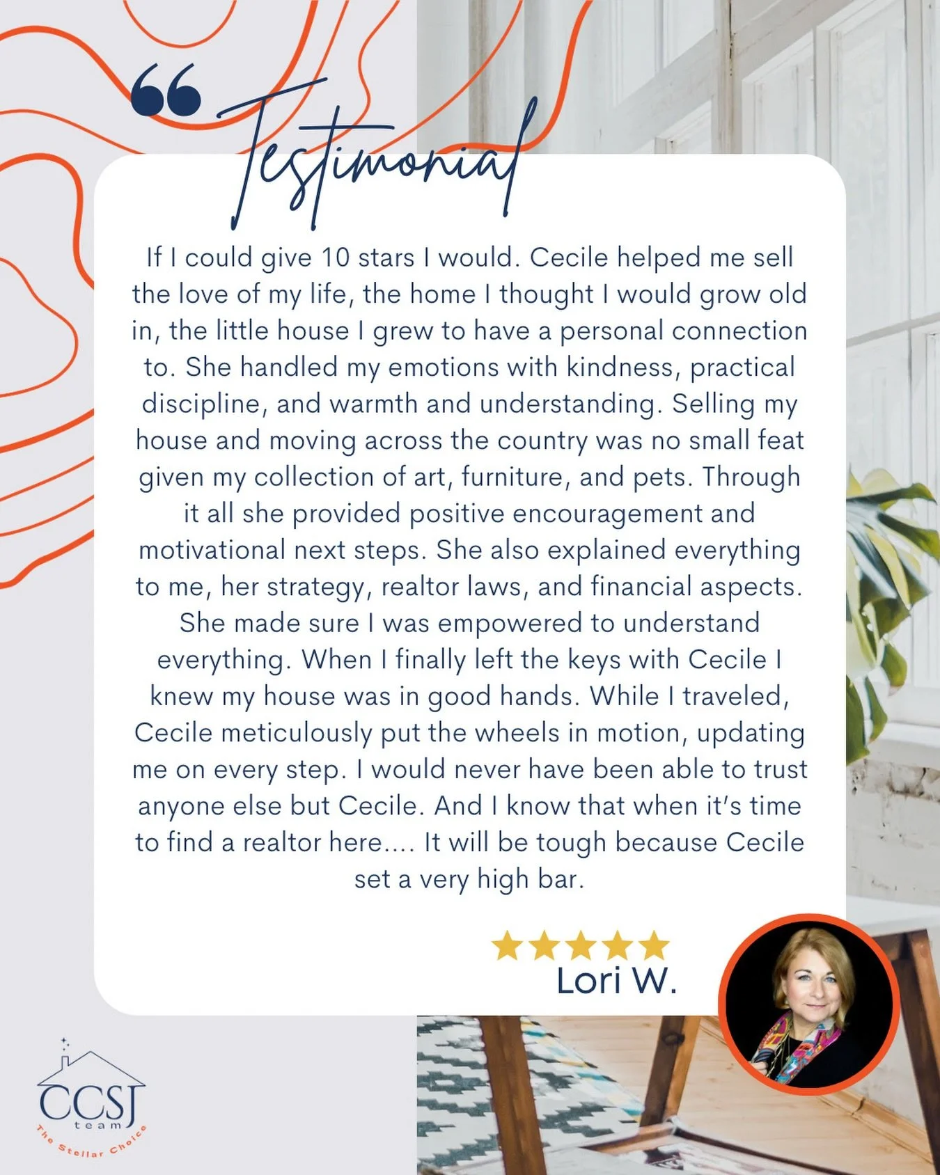 ✨ Testimonial Tuesday ✨

&ldquo;I would never have been able to trust anyone else but Cecile&hellip;&rdquo;

That kind of trust is everything and Cecile delivers it every step of the way. ⭐️⭐️⭐️⭐️⭐️

#testimonialtuesday #clientexperience #ccsjteam #t