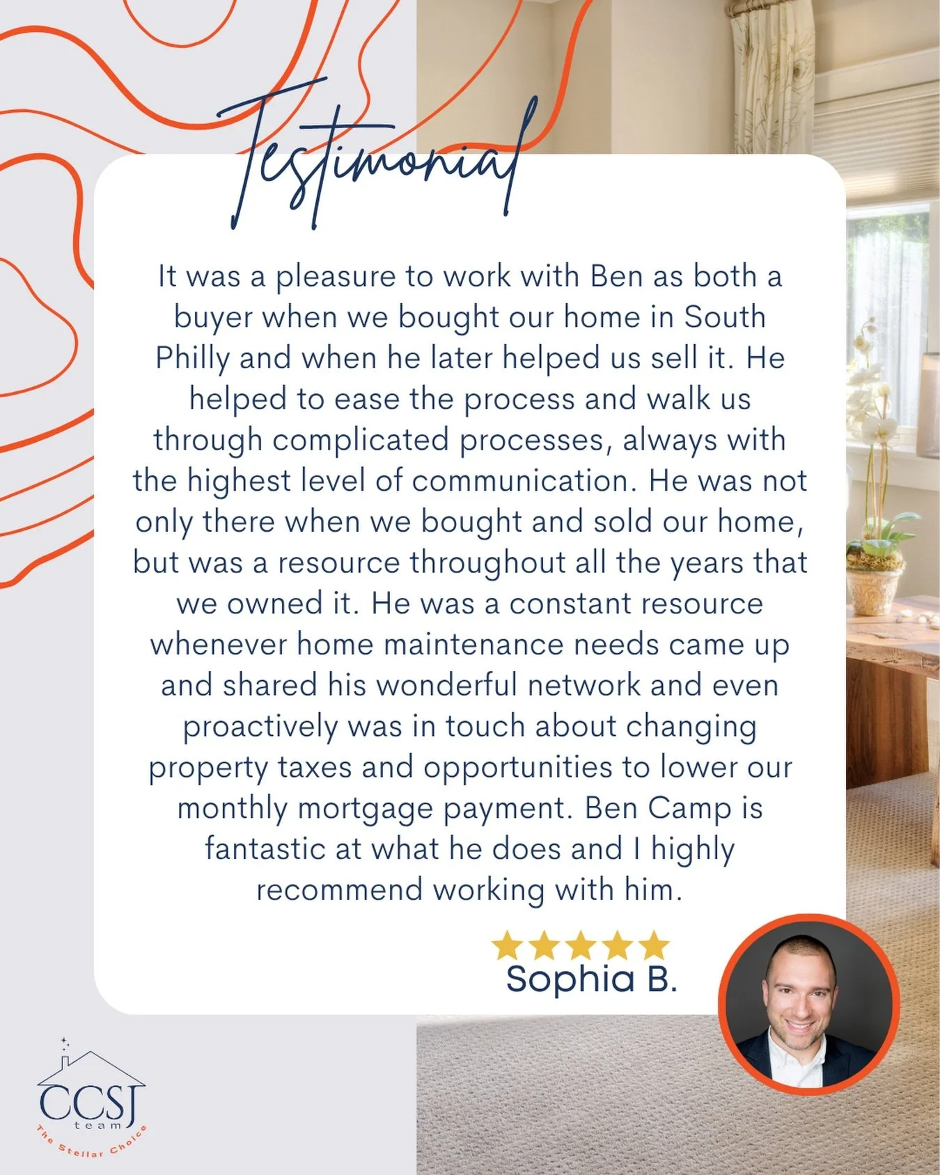 A great real estate experience doesn&rsquo;t end at the closing table. From buying to selling, and every homeownership question in between, Ben is committed to being a resource clients can count on.

Thank you for sharing your experience, Sophia ⭐️⭐️