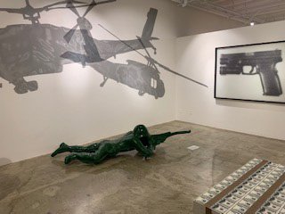  Kathleen Loe,  Peter Pan’s Shadow V and VI  (2007); Yoram Wolberger,  Toy Soldier No. 3 (Crawling Soldier)  (2004); Paul Rusconi,  Standard Issue  (2014); Srdjan Loncar,  48,000,000  (2008) 