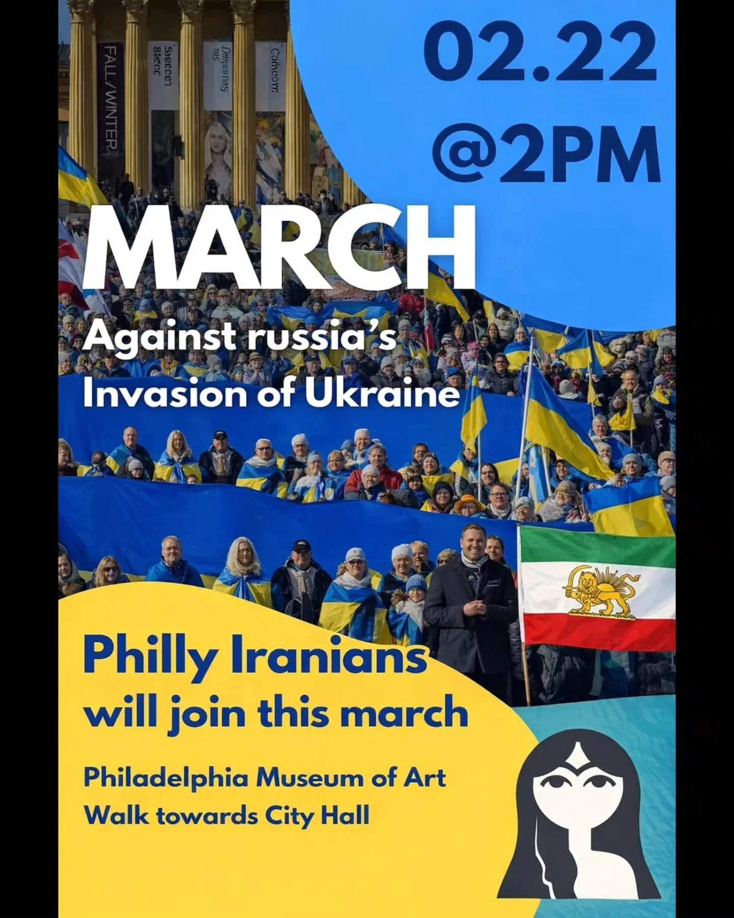 Philly Iranians are joining the March Against Russia&rsquo;s Invasion of Ukraine to stand shoulder-to-shoulder with the Ukrainian people against Russian aggression.

The Islamic Regime in Iran that massacres protesters in the streets, carries out mas