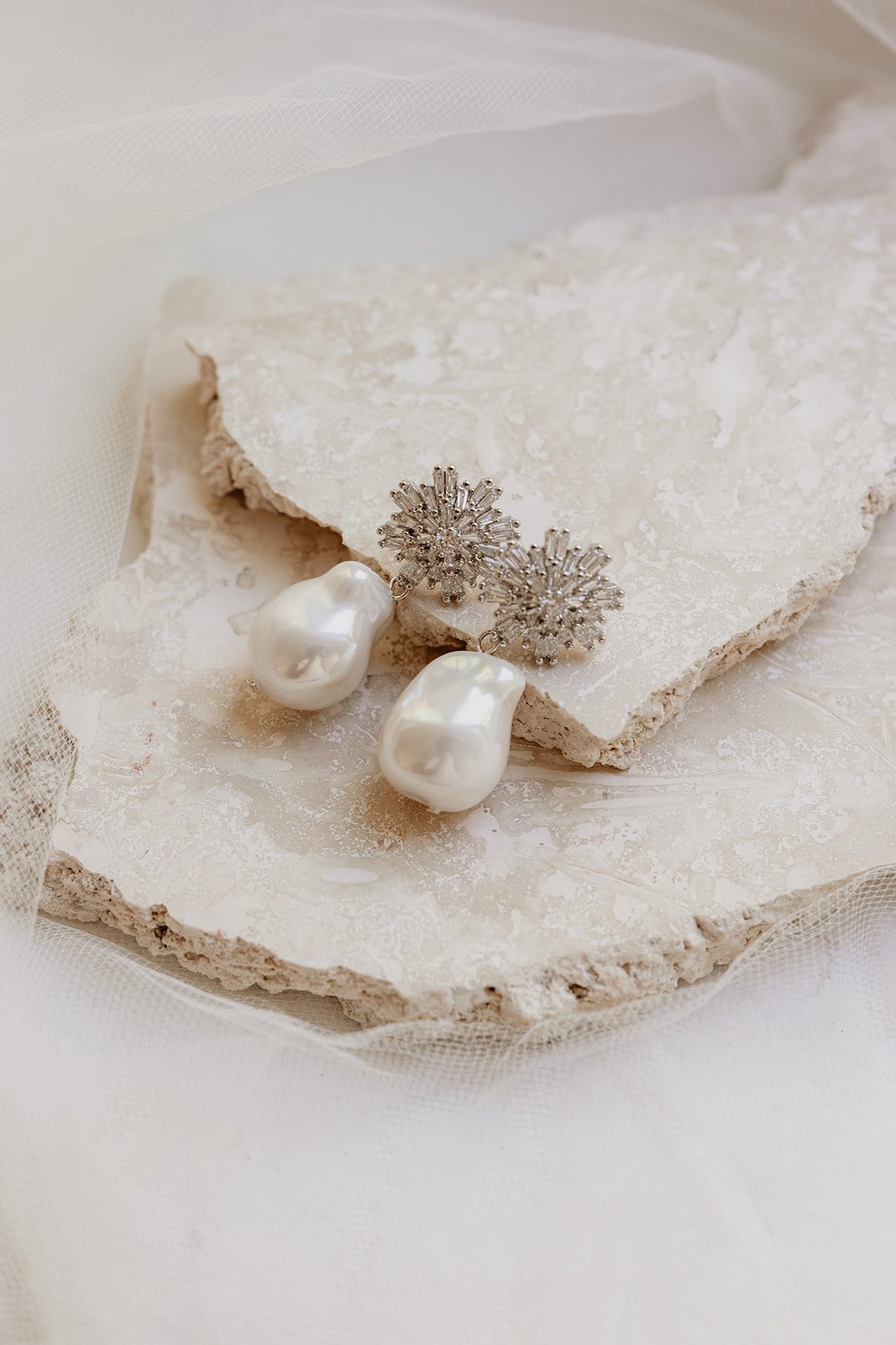 Jade Oi Studio Modern Bridal Jewelry, Gold Floral Pearl Drop Magnolia Wedding Earrings for Brides
