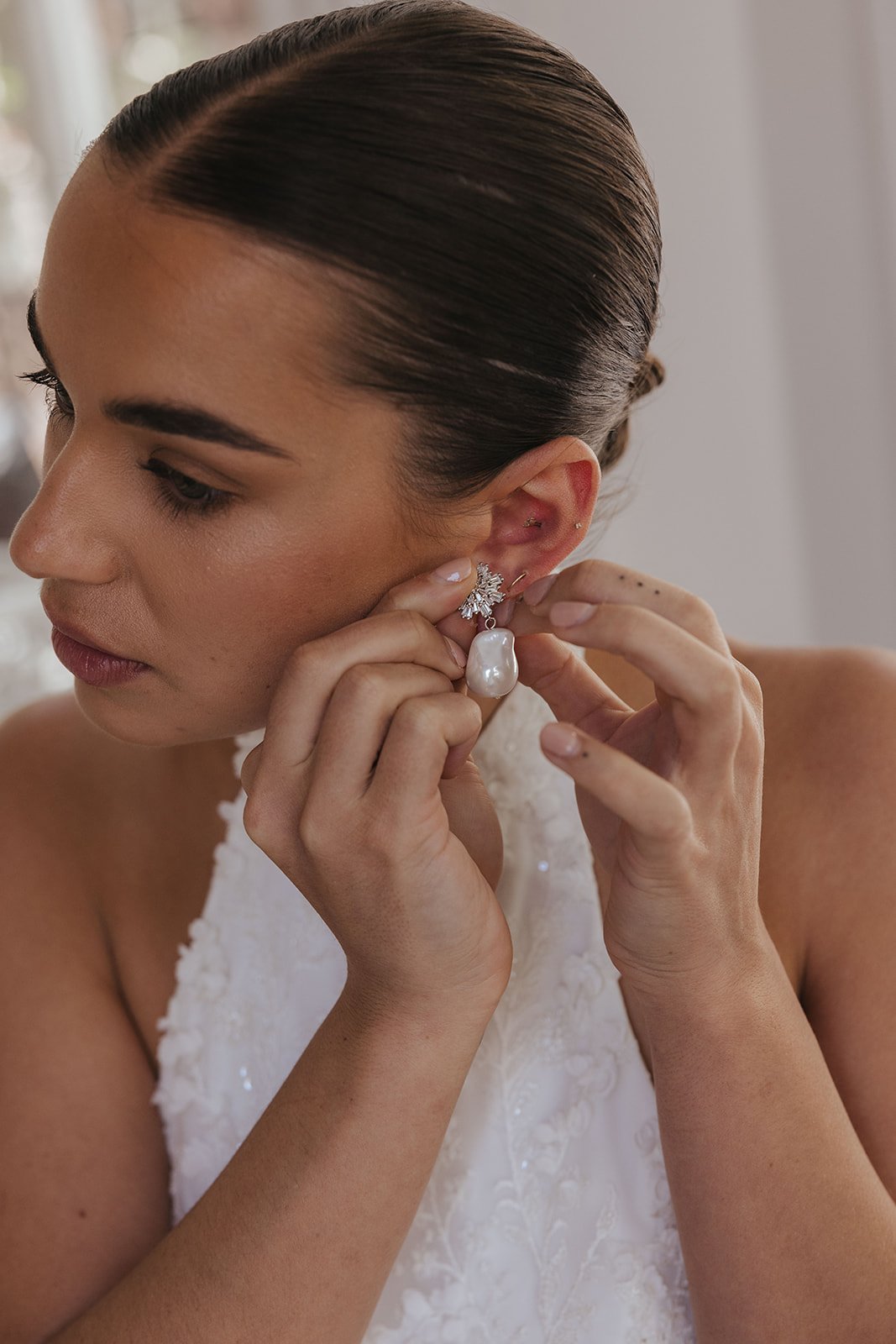 Jade Oi Studio Wedding Earrings and Bridal Jewelry for Modern Brides. Magnolia Earrings.