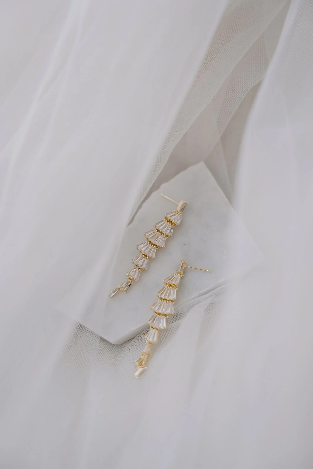 Gold Crystal Chandelier Drop Bridal Earrings, Modern Bridal Jewelry
