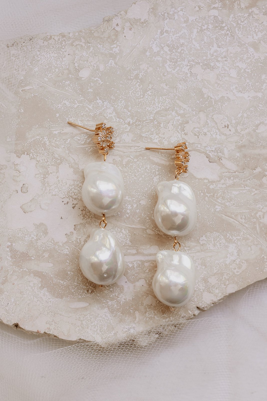 Lola Crystal Baroque Pearl Drop Earrings | Gold - Clear – Sterling King
