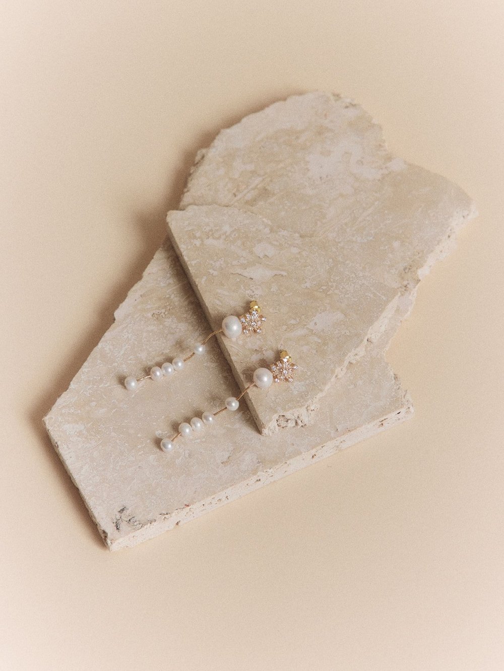 Gold Mini Stars Pearls Straight Drop Wedding Modern