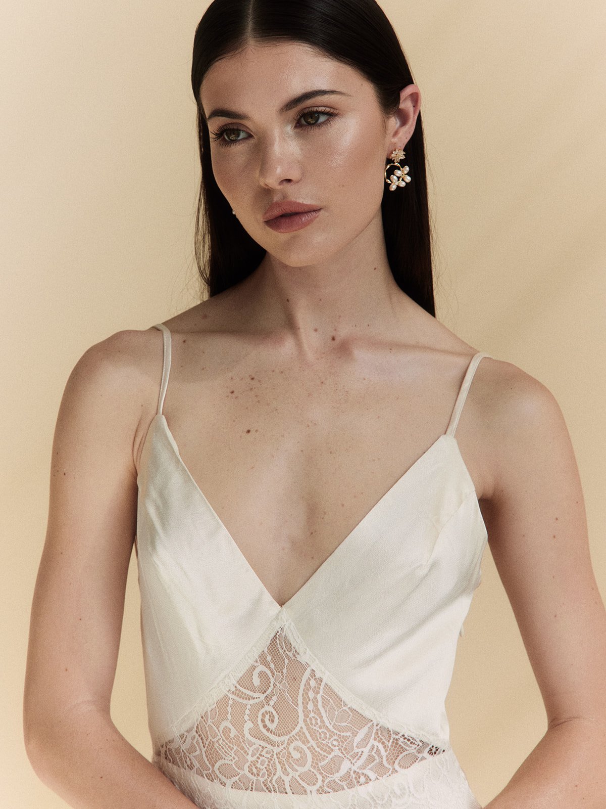 Luxury wedding earrings with pearls and rhinestones, perfect for the modern bride. Roseline bridal jewelry from Jade Oi Studio.