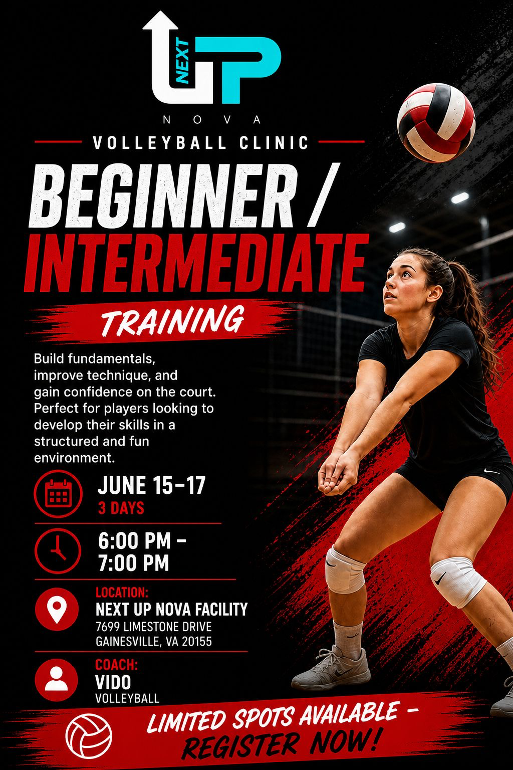 Next up Nova beginner and intermediate  volleyball training