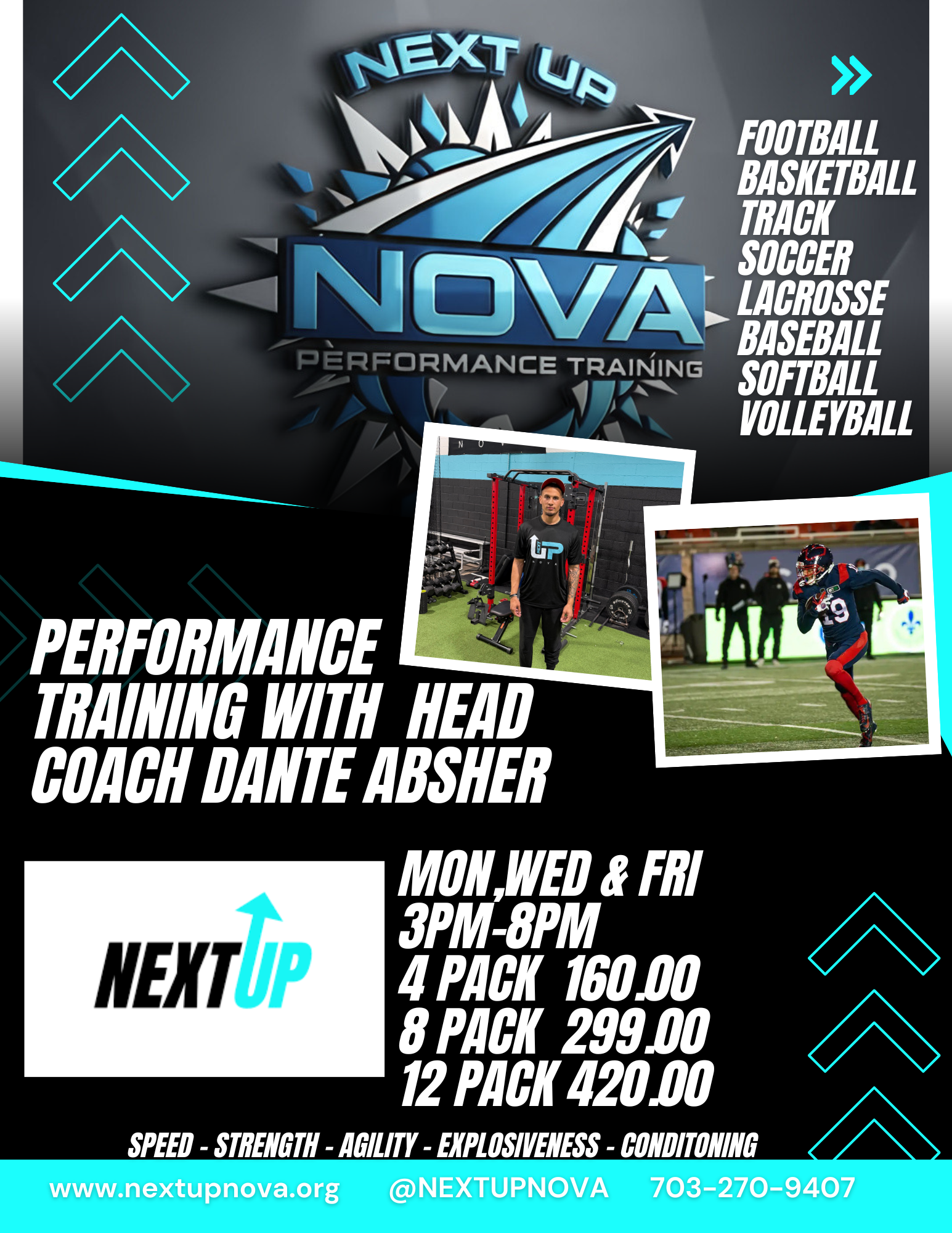 Next Up Nova Performance training flyer