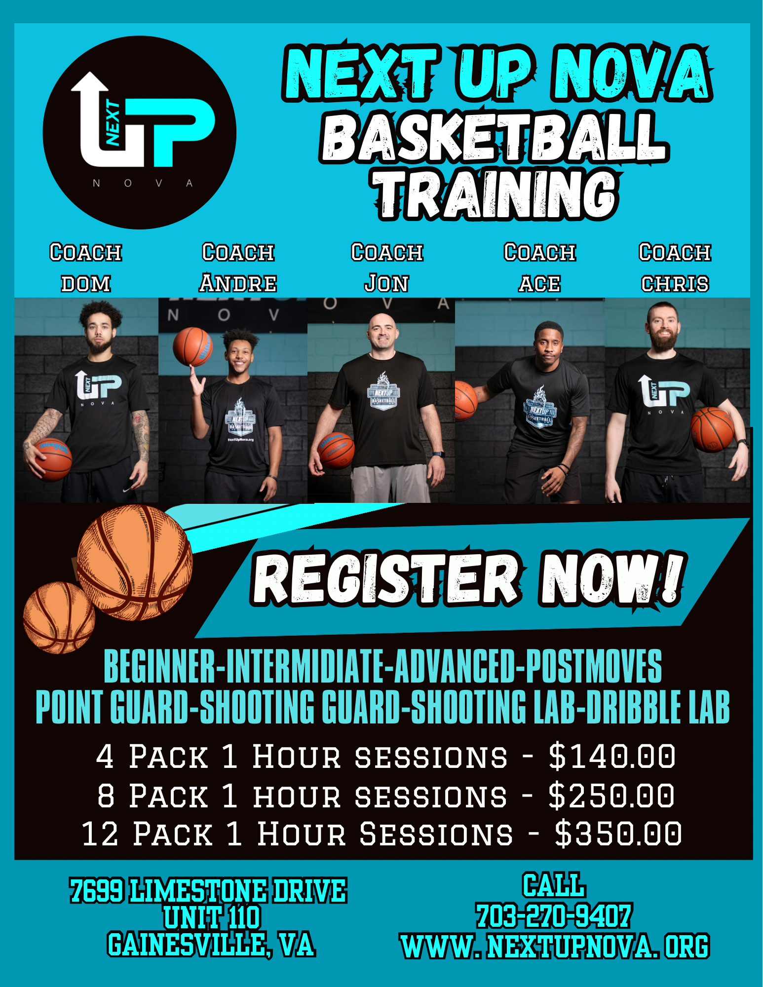 Next Up Nova Basketball Training Flyer