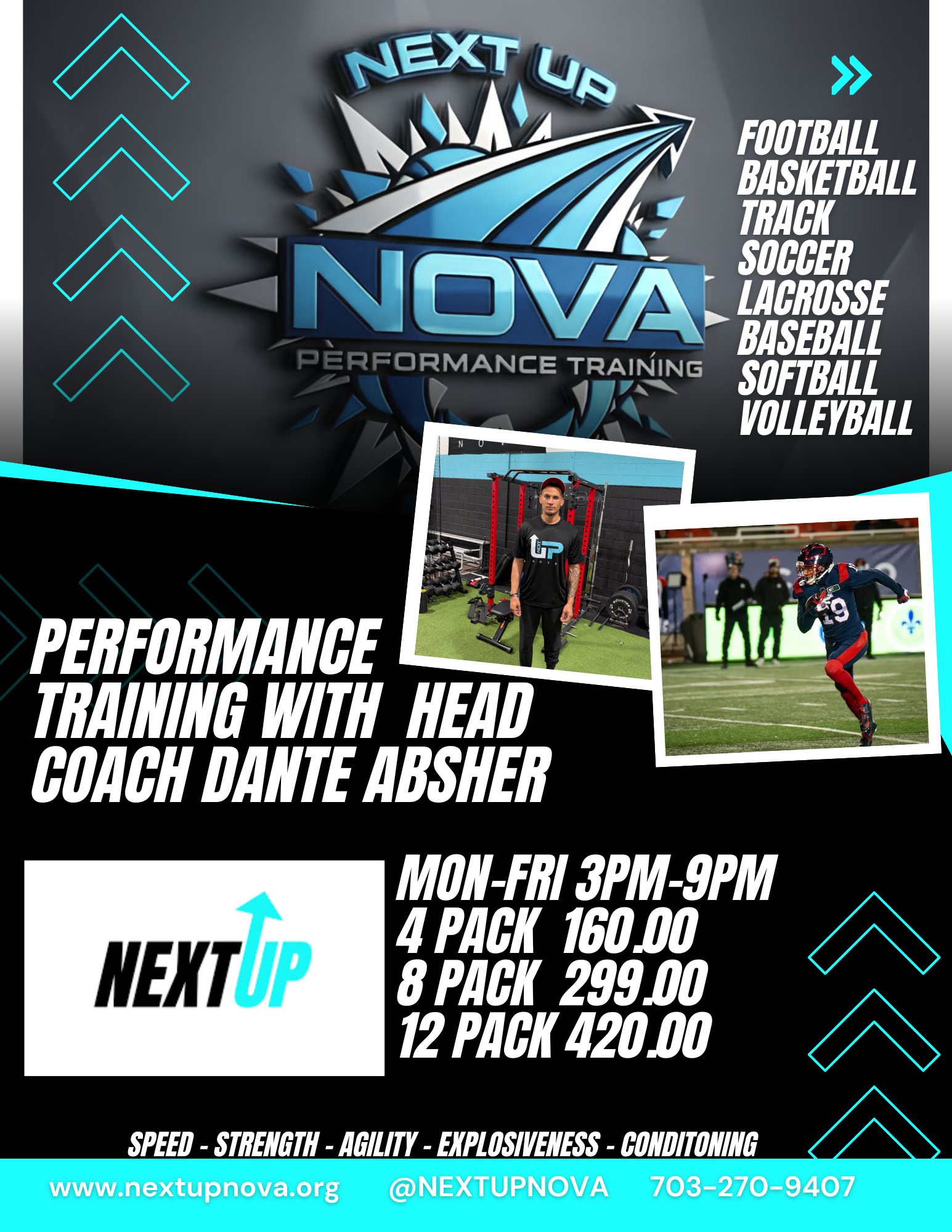 Next Up Nova Performance training flyer