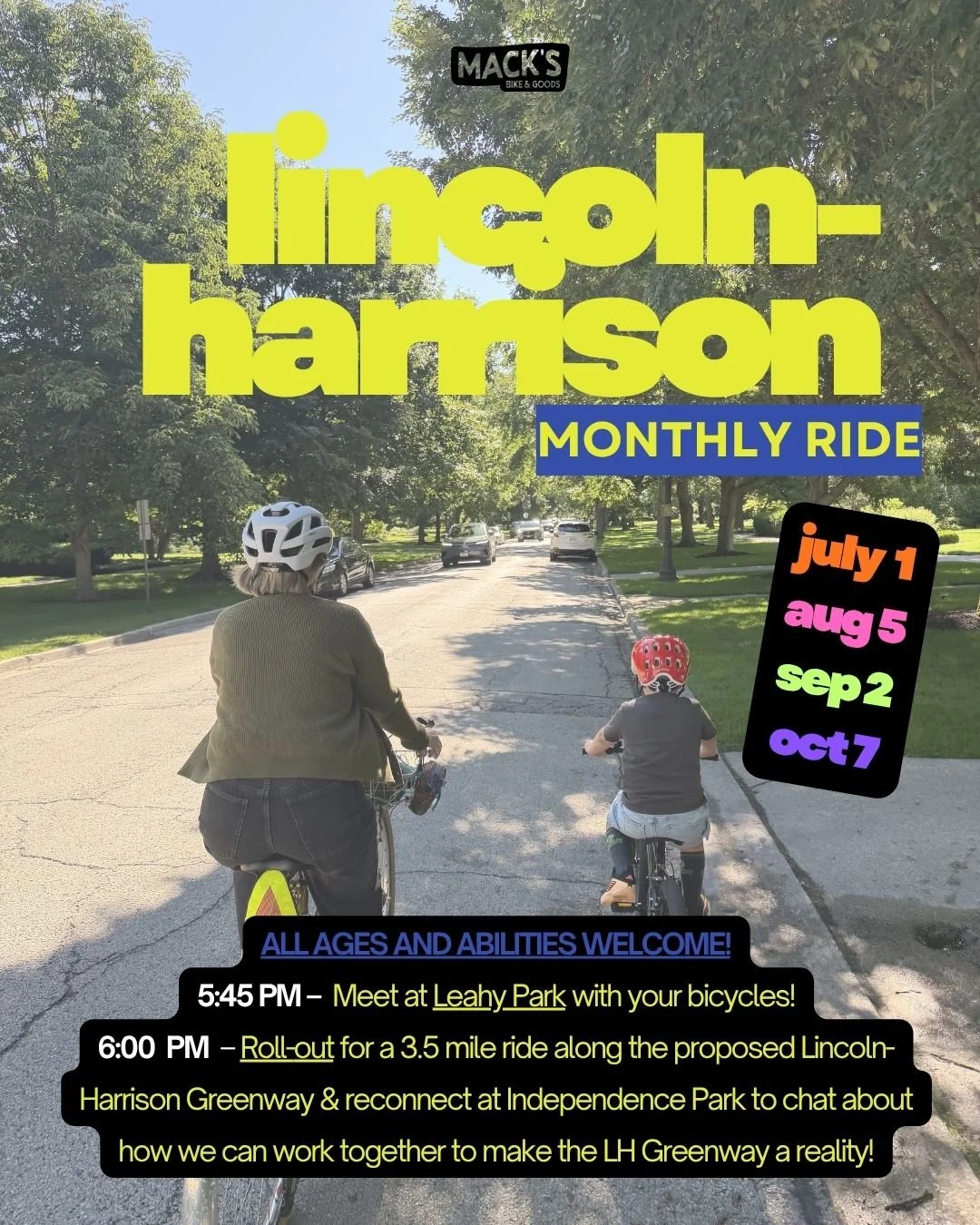 Lincoln-Harrison Family Friendly Monthly Ride