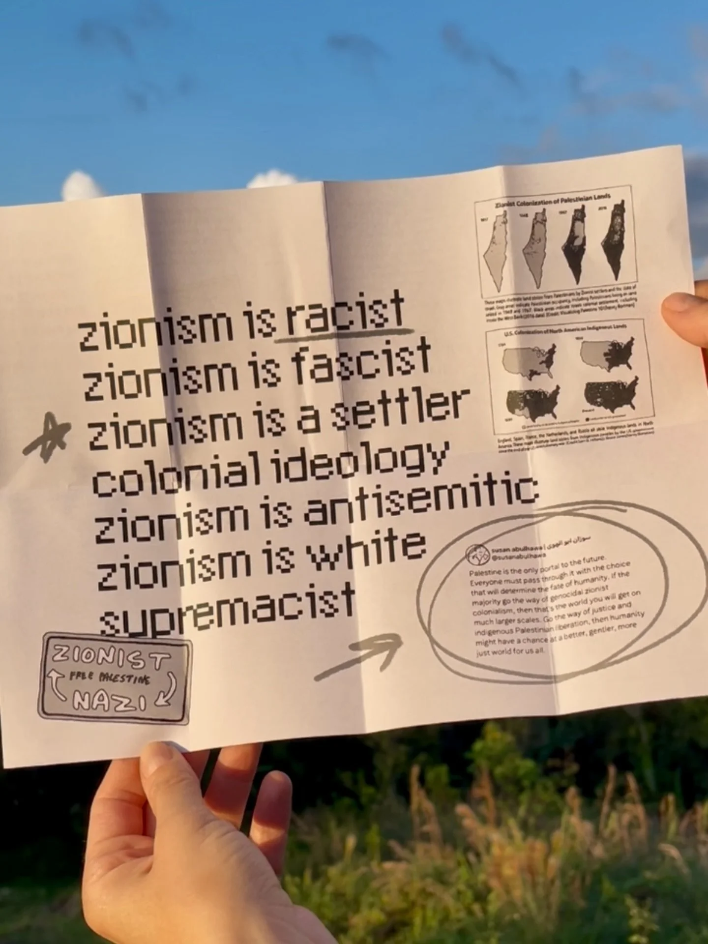 🔗 in bio to download (zinesforpalestine.info) 

this is a video still ➡️ @zines4palestine for the video of this zine folding/unfolding. 🫂 #zine #zines4palestine #zinesforpalestine #techforpalestine #freepalestine